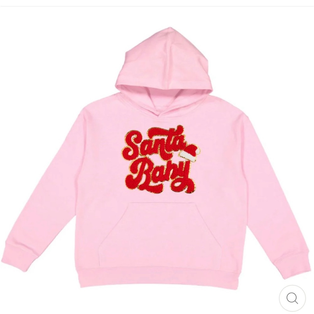 Sweet Wink Boutique Girls Santa Baby Patch Christmas Youth Hoodie - Pink Size 12